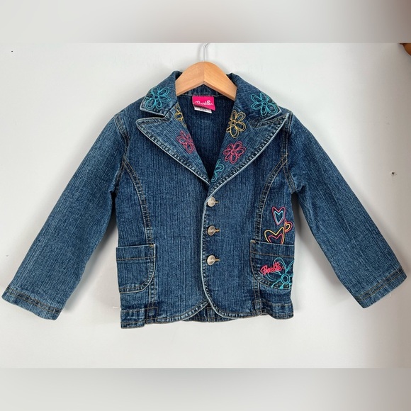 Vintage Barbie Y2K Jean Jacket with Embroidery Size 4 Girls - Picture 1 of 6